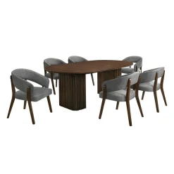 Table à manger ronde extensible (48 à 83") à piédestal avec 6 chaises
