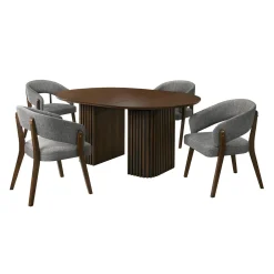 Table à manger ronde extensible (48 à 83") à piédestal avec 4 chaises