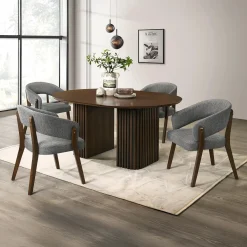Table à manger ronde extensible (48 à 83") à piédestal avec 4 chaises