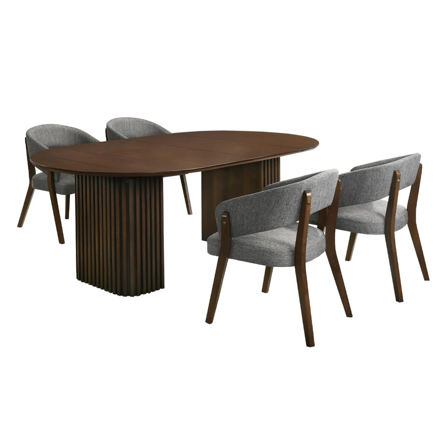 Table à manger ronde extensible (48 à 83") à piédestal avec 4 chaises