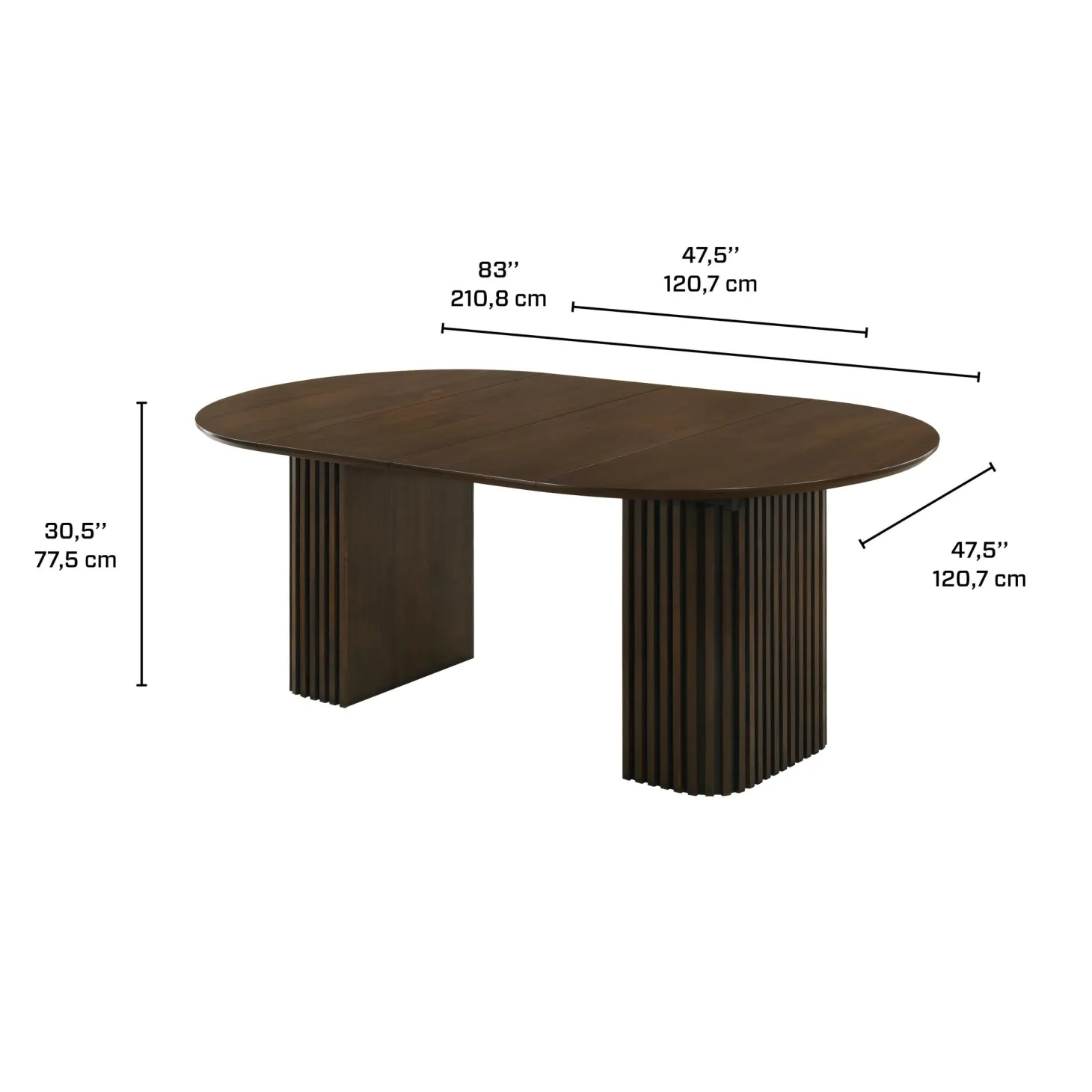 Table à manger ronde extensible (48 à 83") à piédestal avec 4 chaises