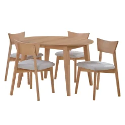 Table à manger ronde extensible (48" à 66") avec 4 chaises - grège