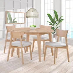 Table à manger ronde extensible (48" à 66") avec 4 chaises - grège