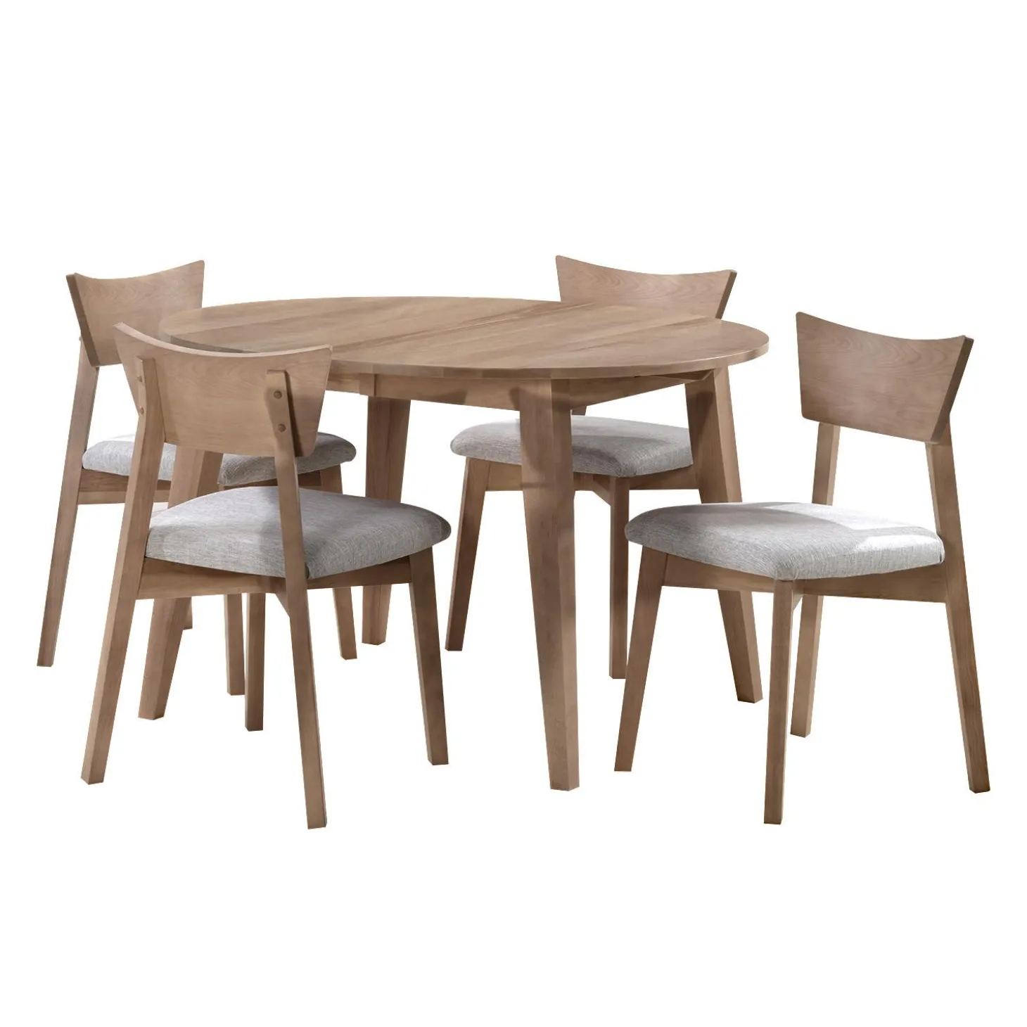 Table à manger ronde extensible (48" à 66") avec 4 chaises - gris