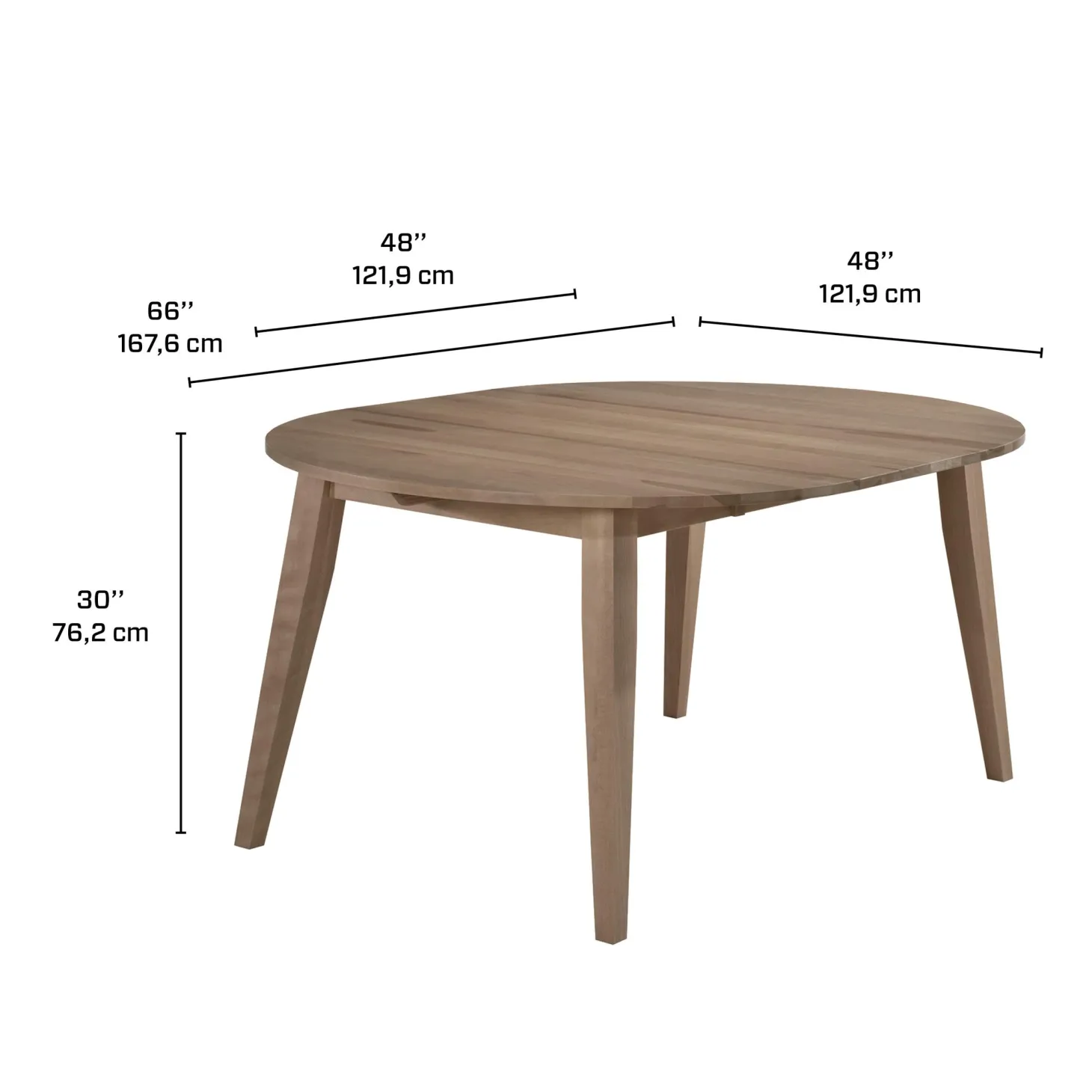 Table à manger ronde extensible (48" à 66") avec 4 chaises - gris