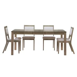 Table avec rallonge (54” à 70”) et 4 chaises - bois cendré