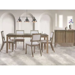 Table avec rallonge (54” à 70”) et 4 chaises - bois cendré