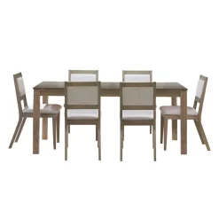 Table avec rallonge (54” à 70”) et 6 chaises - bois cendré