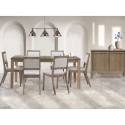 Table avec rallonge (54” à 70”) et 6 chaises - bois cendré