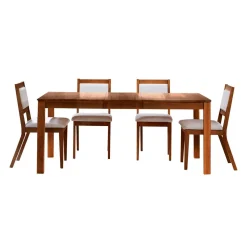 Table avec rallonge (54" à 70") et 4 chaises - brun