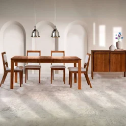 Table avec rallonge (54" à 70") et 4 chaises - brun