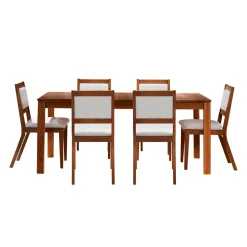 Table avec rallonge (54" à 70") et 6 chaises - brun