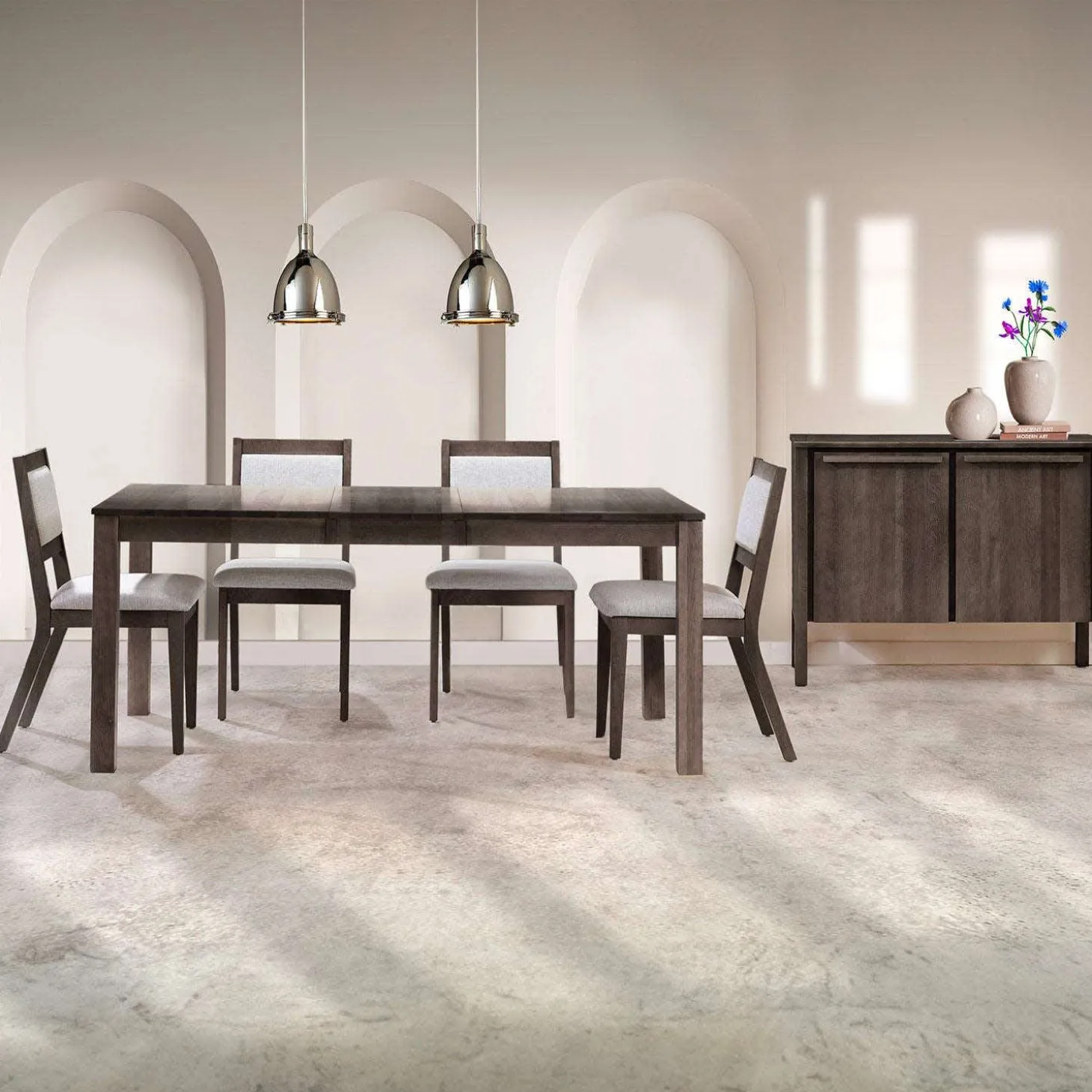 Table avec rallonge (54" à 70") et 4 chaises - ardoise