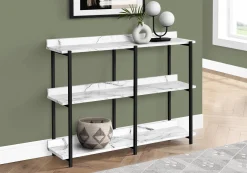 Table console - 3 niveau, étagères, rectangulaire, pieds en métal - 48