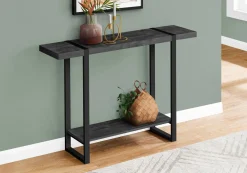Table console - 2 niveaux, 1 tablette, rectangulaire - 48"L - faux bois noi - Monarch