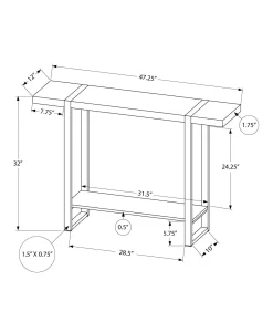 Table console - 2 niveaux, 1 tablette, rectangulaire - 48