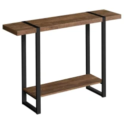 Table console - 2 niveaux, 1 tablette, rectangulaire - 48"L - faux bois bru - Monarch