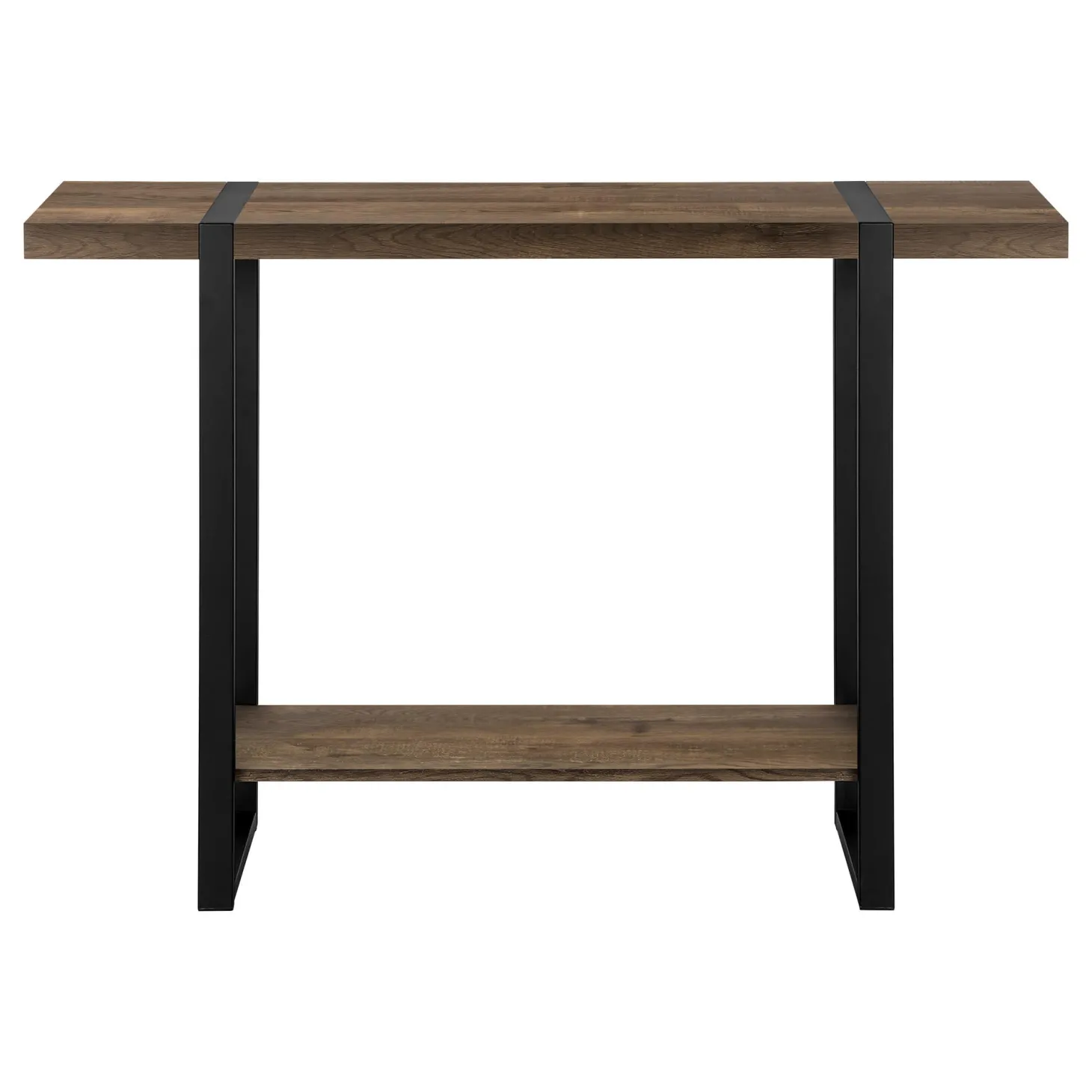Table console - 2 niveaux, 1 tablette, rectangulaire - 48"L - faux bois bru - Monarch
