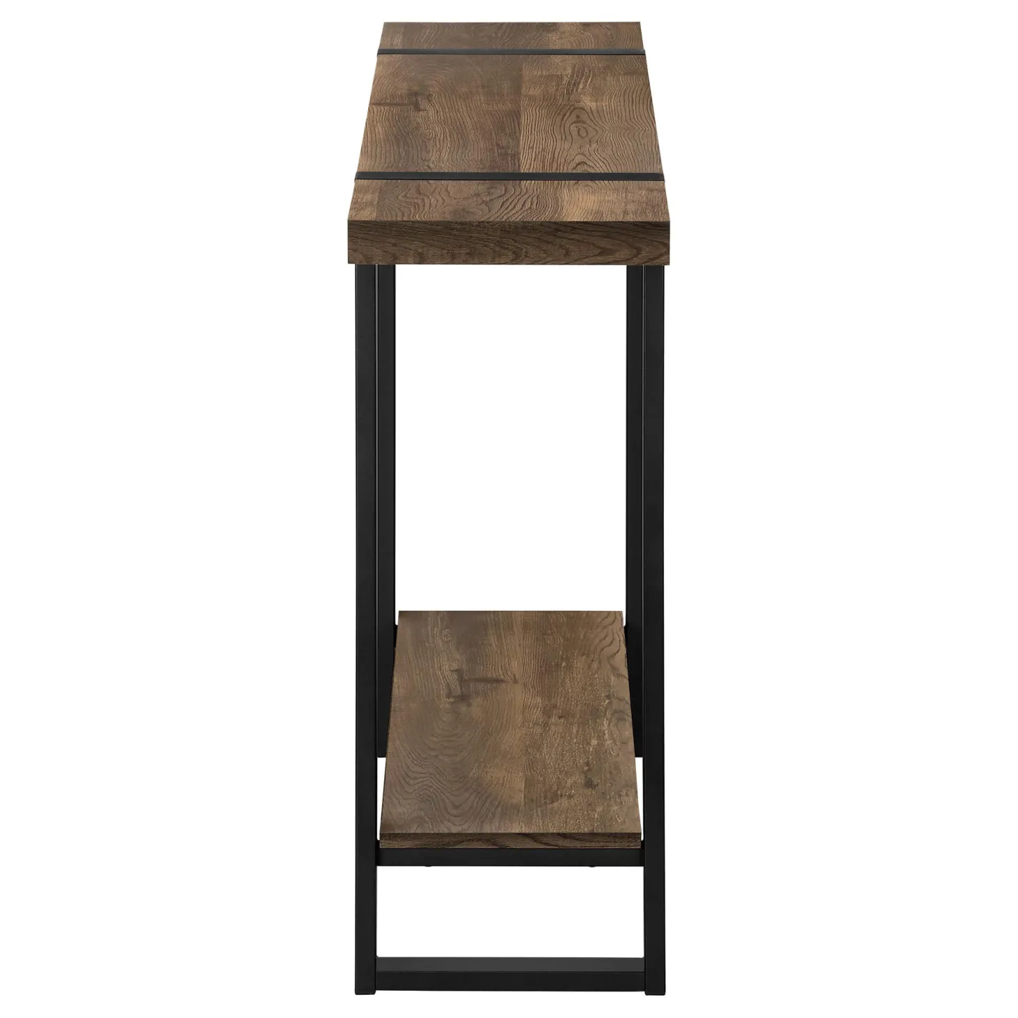 Table console - 2 niveaux, 1 tablette, rectangulaire - 48"L - faux bois bru - Monarch