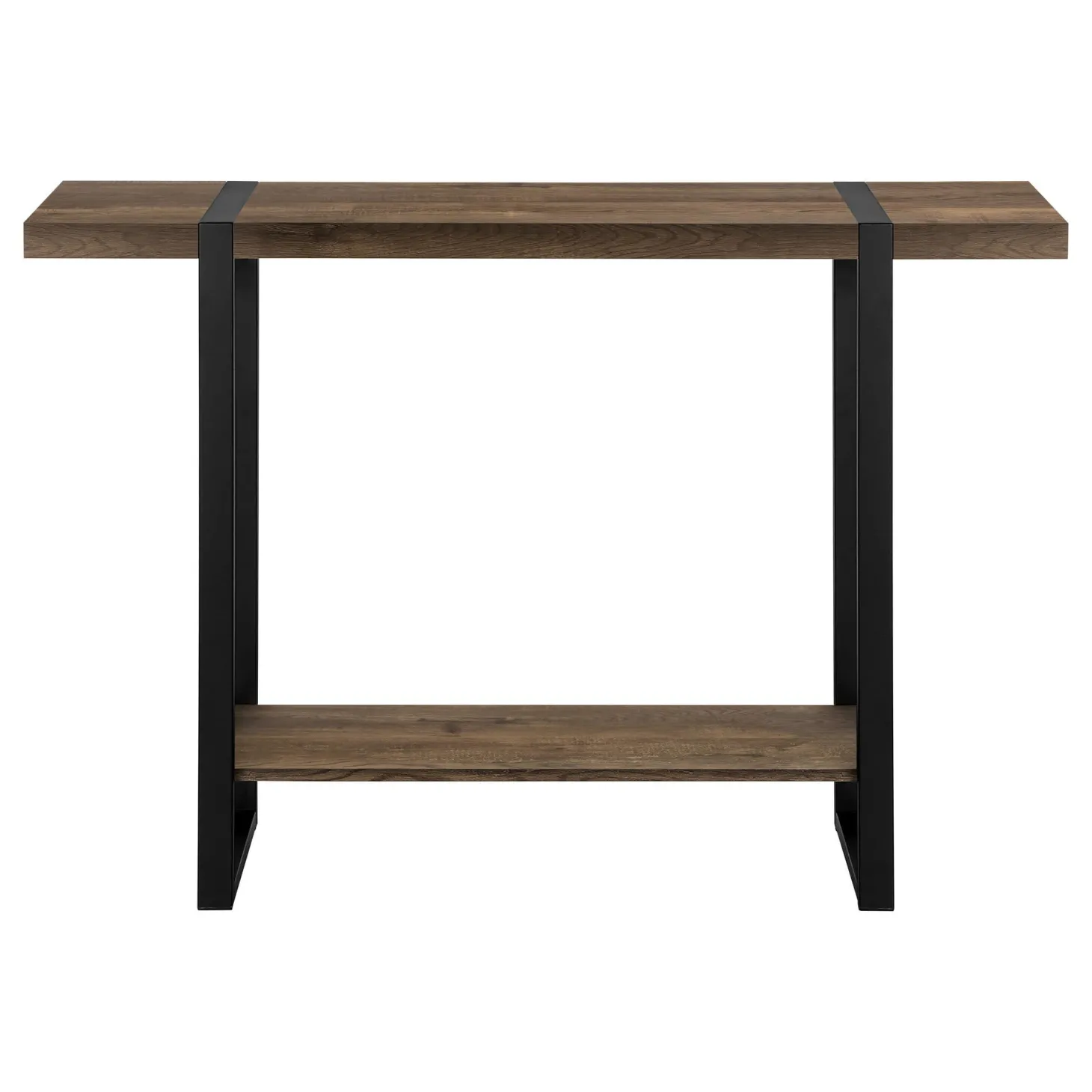 Table console - 2 niveaux, 1 tablette, rectangulaire - 48"L - faux bois bru - Monarch