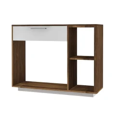 Table console - blanc et noyer
