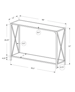 Table console - côtés en forme de x, 1 tablette, rectangulaire - 48