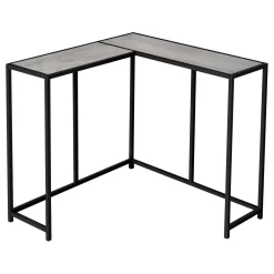 Table console - forme de L, coin, cadre en métal - 36"L - faux bois gris / - Monarch