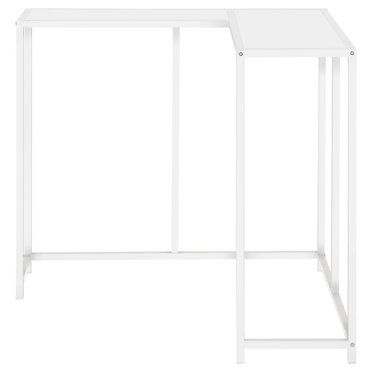Table console - forme de L, coin, cadre en métal - 36"L - blanc - Monarch