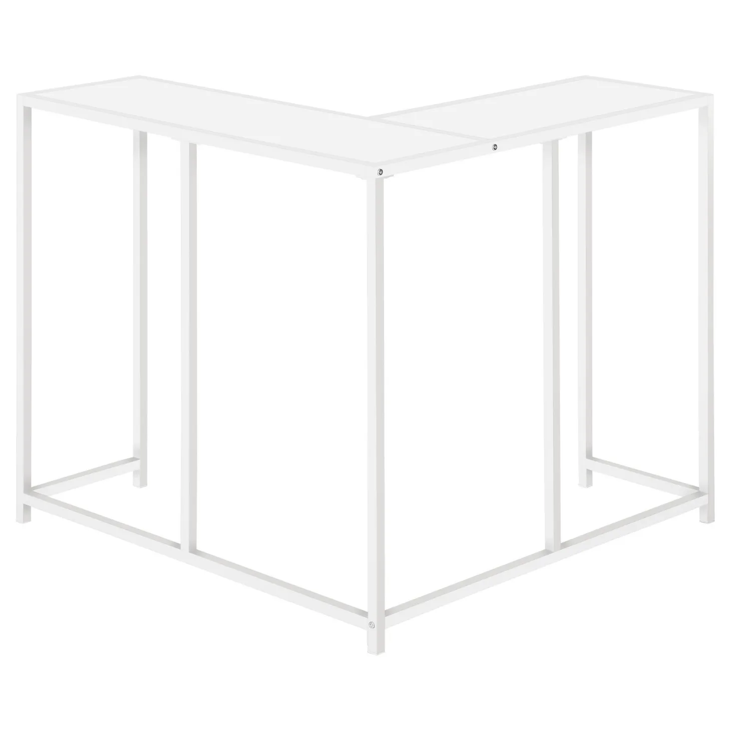 Table console - forme de L, coin, cadre en métal - 36"L - blanc - Monarch