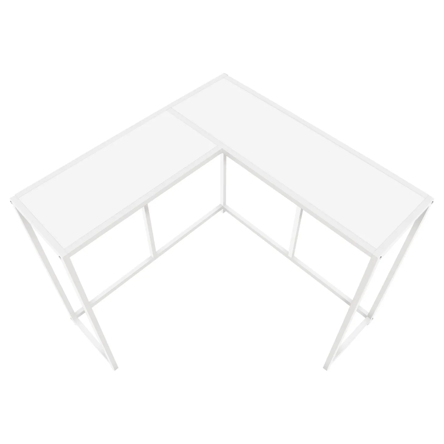 Table console - forme de L, coin, cadre en métal - 36"L - blanc - Monarch
