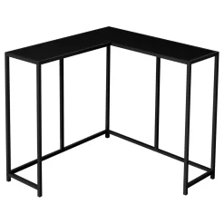 Table console - forme de L, coin, cadre en métal - 36"L - noir - Monarch
