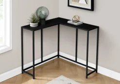 Table console - forme de L, coin, cadre en métal - 36"L - noir - Monarch