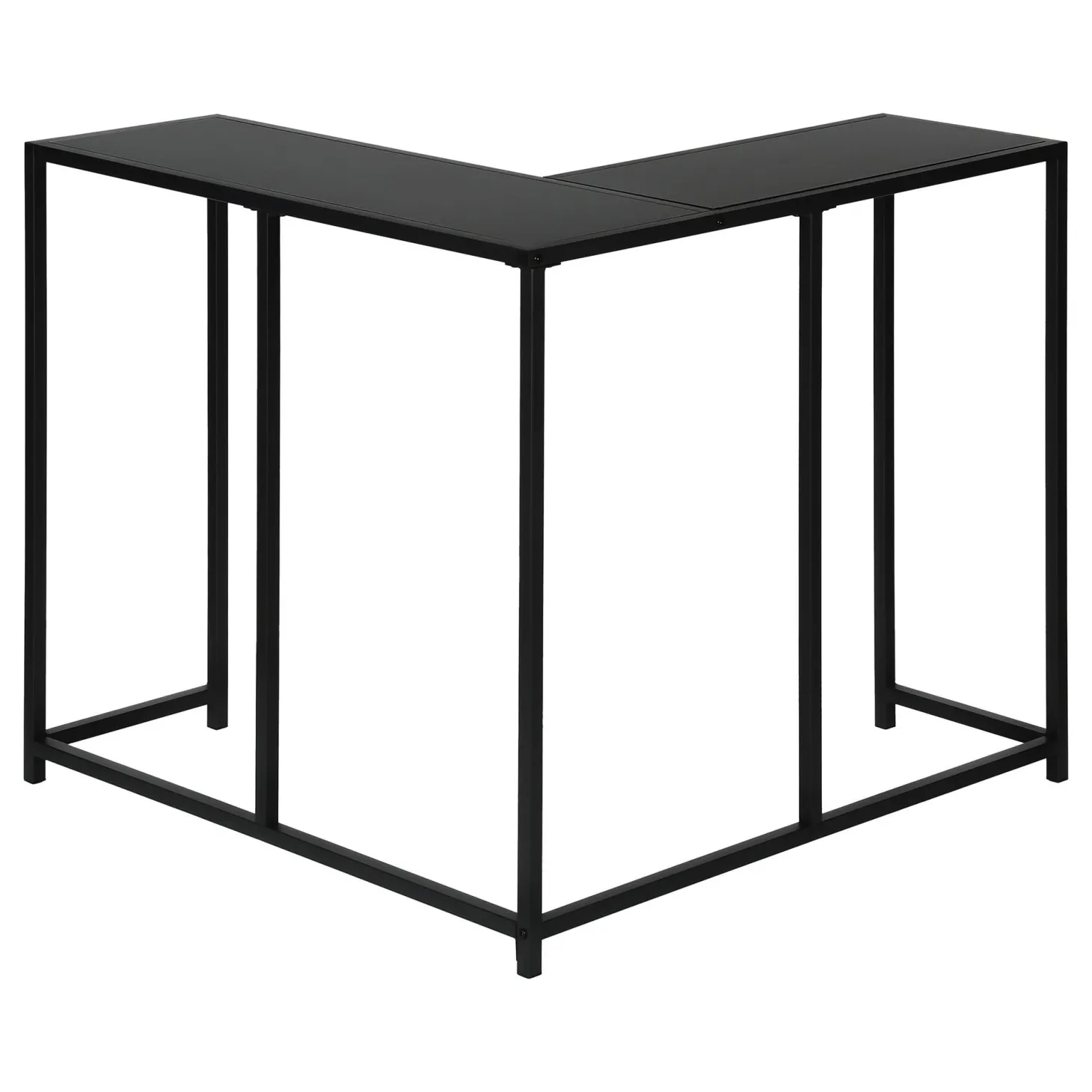 Table console - forme de L, coin, cadre en métal - 36"L - noir - Monarch