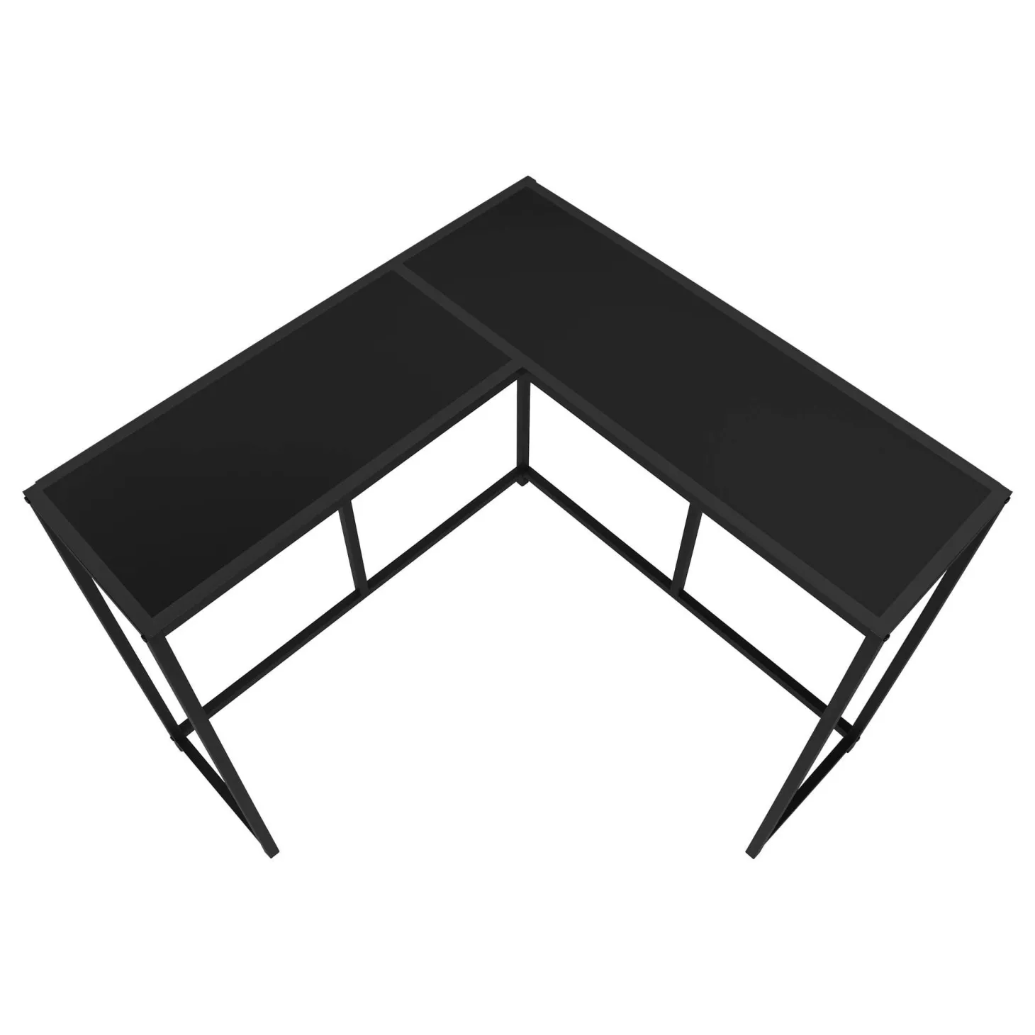 Table console - forme de L, coin, cadre en métal - 36"L - noir - Monarch