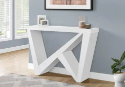 Table console - panneau épais, base asymétrique - 48"L - blanc - Monarch