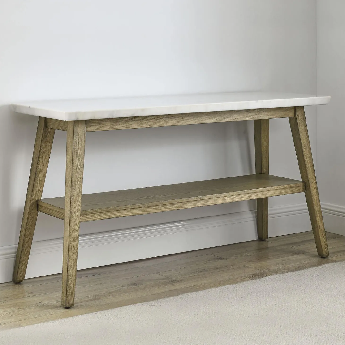 Table console avec plateau en marbre blanc