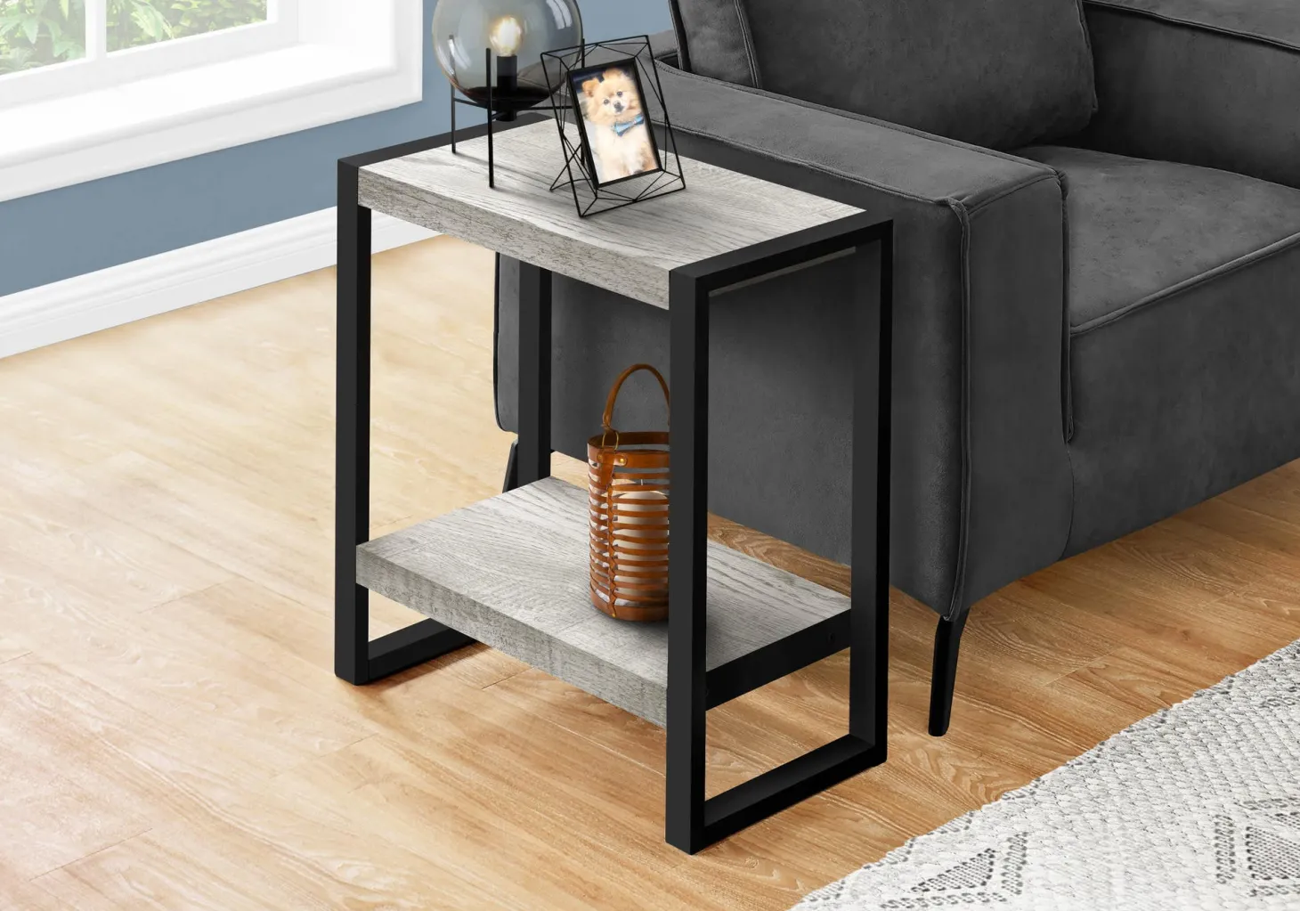 Table d'appoint - 2 niveaux, 1 tablette, rectangulaire - 24"H - faux bois r - Monarch