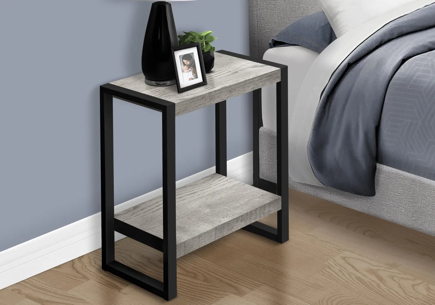 Table d'appoint - 2 niveaux, 1 tablette, rectangulaire - 24"H - faux bois r - Monarch