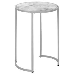 Table d'appoint - base courbe en forme de u, ronde - 24"H - faux marbre blan - Monarch