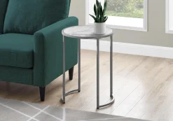 Table d'appoint - base courbe en forme de u, ronde - 24"H - faux marbre blan - Monarch