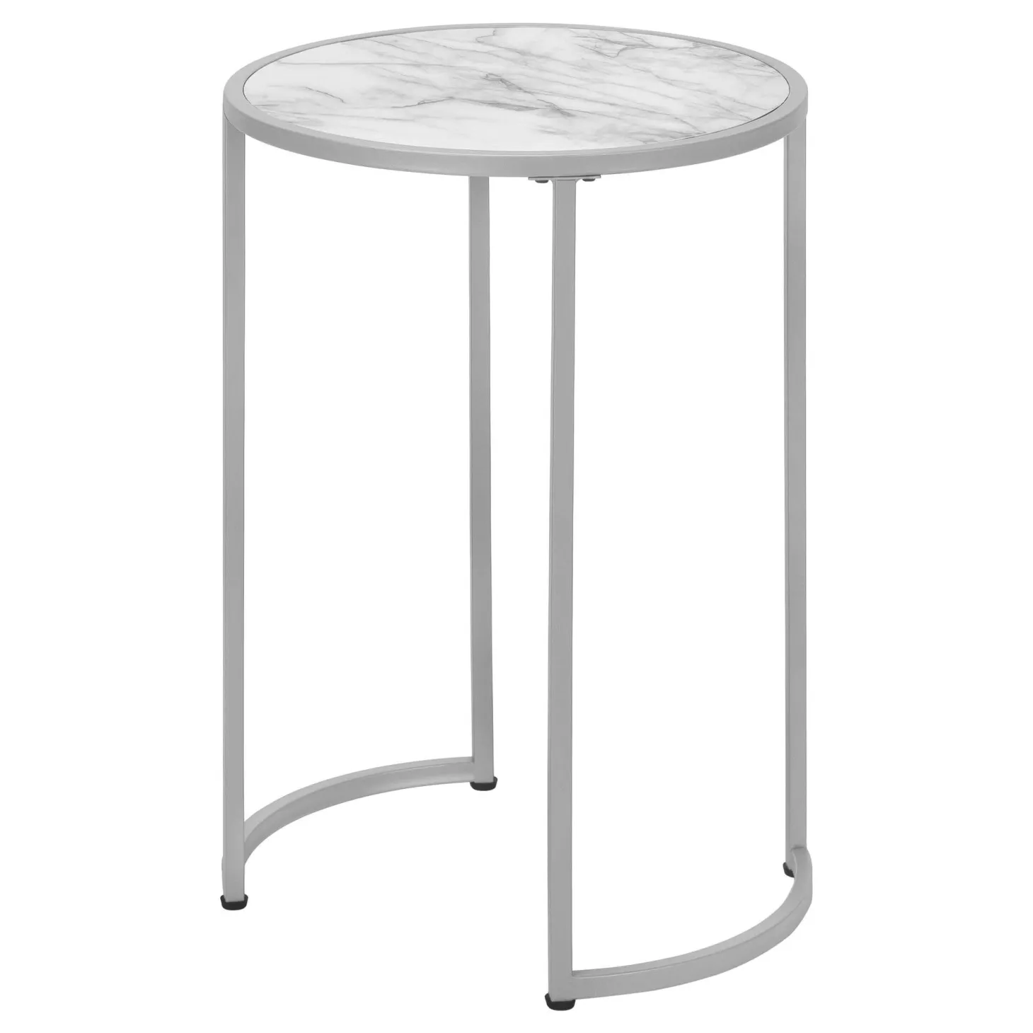 Table d'appoint - base courbe en forme de u, ronde - 24"H - faux marbre blan - Monarch