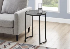 Table d'appoint - base courbe en forme de u, ronde - 24"H - faux pierre gris - Monarch