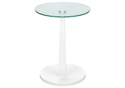 Table d'appoint - blanc avec verre trempé - Monarch