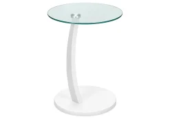 Table d'appoint - blanc avec verre trempé - Monarch
