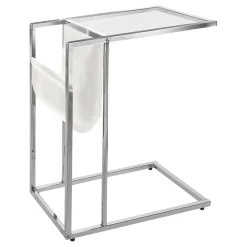 Table d'appoint - blanc, chrome avec support magazine - Monarch