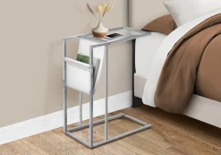 Table d'appoint - blanc, chrome avec support magazine - Monarch