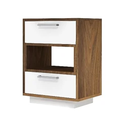 Table d’appoint - blanc et noyer