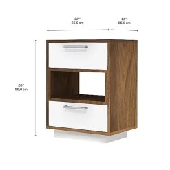 Table d’appoint - blanc et noyer