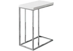 Table d'appoint - blanc lustré, métal chrome - Monarch