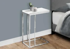Table d'appoint - blanc lustré, métal chrome - Monarch